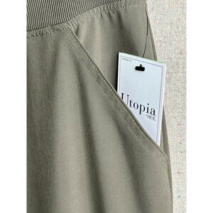 Utopia Hue New Mid Rise Olive Green Womens Joggers Sz L Gym Casual Lounge Wear